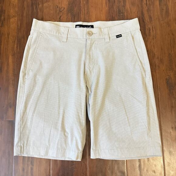 TRAVIS MATHEW Chino Short Beige Stripe Stretch Performance Golf Preppy - Picture 1 of 11